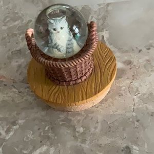 Cat Snow Globe Candle Jar Lid 3”